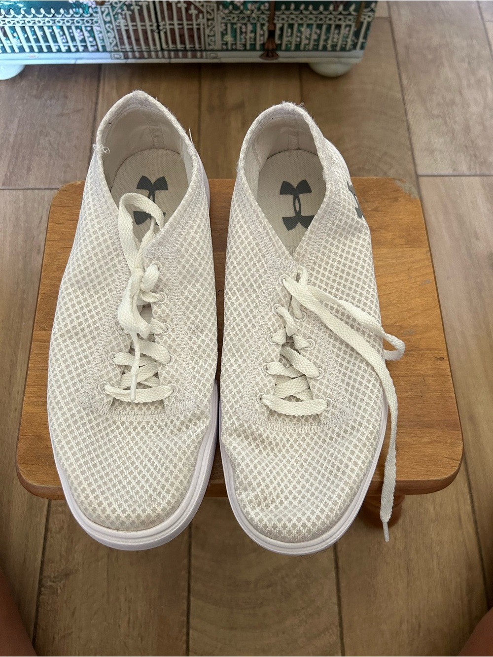 Under Armour Women's White Mesh Lace-Up Sneakers